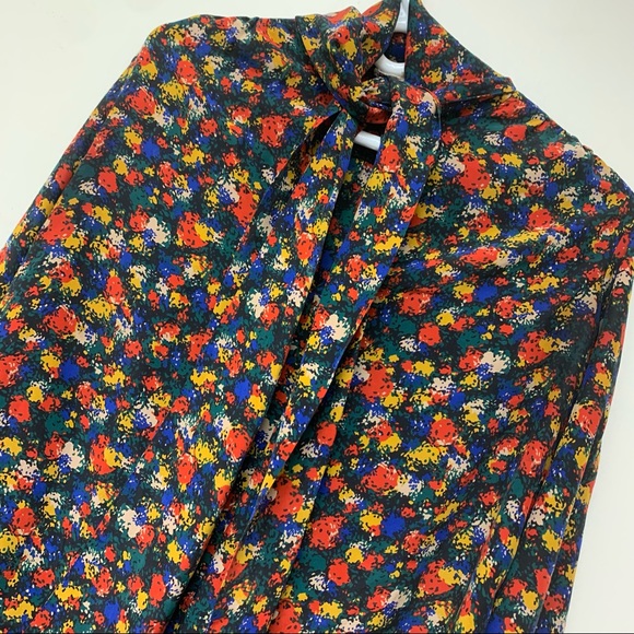 Vintage St Laurent Rive Gauche Print Silk Blouse - Picture 3 of 9